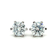 Sterling Silver 6.50 mm Round Brilliant Lab Created Moissanite Stud Earrings