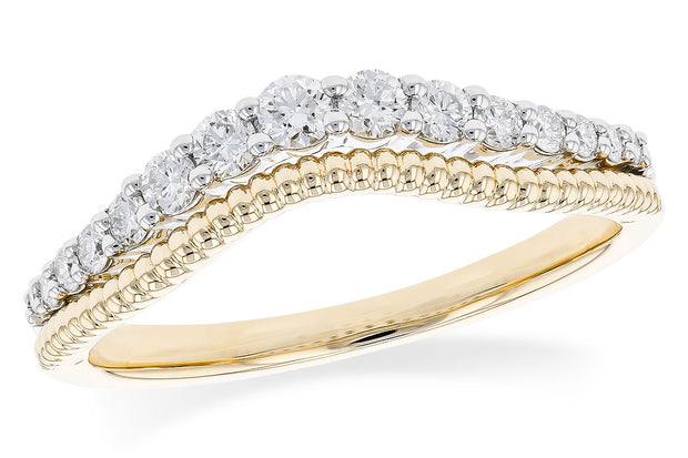 14k Two Tone Graduated Diamond Contour Wedding Band by Allison Kaufman