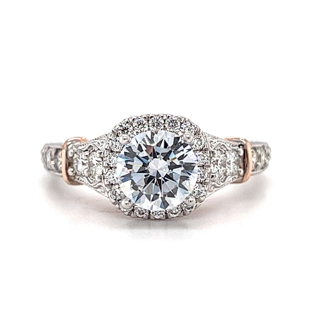 14k White & Rose Gold Diamond Semi Mount Engagment Ring by Rego Designs