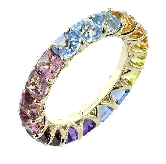 14k Yellow Gold Multi-Gemstone Eternity Ring by Zeghani