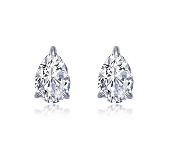 Sterling Silver 4.00 CTW Pear Simulated Diamond Stud Earrings by Lafonn