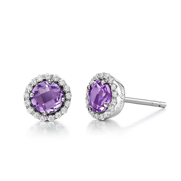 Sterling Silver Amethyst Birthstone Stud Earrings by Lafonn