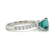 18k White Gold Green Tourmaline & Diamond Ring by IJC