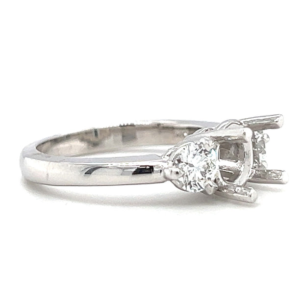 14k White Gold Classic Three Stone Diamond Engagement Ring