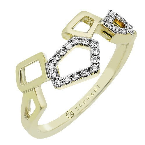 14k Yellow Gold Geometric Diamond Fashion Ring by Zeghani