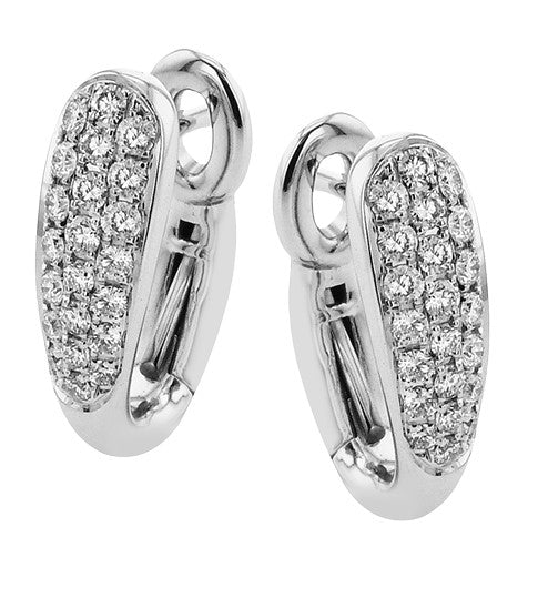 14kWhite Gold Mini Pave Diamond Accented Huggie Hoop Earrings by Zeghani