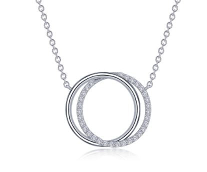 Sterling Silver Simulated Diamond Double Open Circle Fashion Necklace by Lafonn