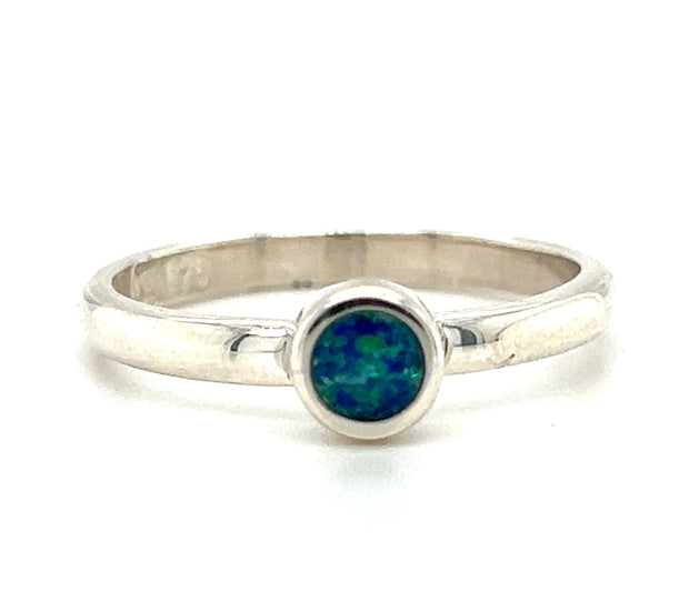 Sterling Silver Australian Opal Doublet Ring