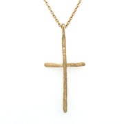 14k Yellow Gold Textured Cross Necklace by IJC