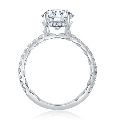 18k White Gold Classic Hidden Halo Diamond Engagement Ring by A.JAFFE