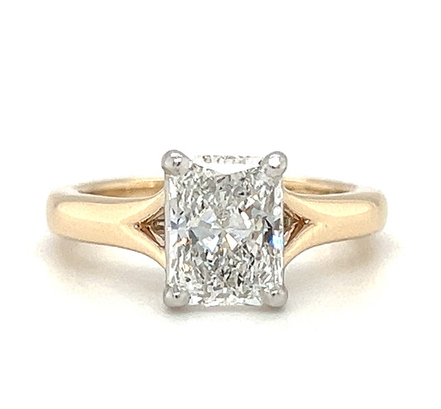 Pre-Owned 14k Yellow Gold/Platinum 1.40 ct Radiant Cut Diamond Solitaire Engagement Ring