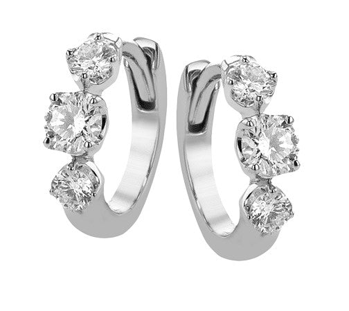 14kWhite Gold Mini Diamond Accented Huggie Hoop Earrings by Zeghani