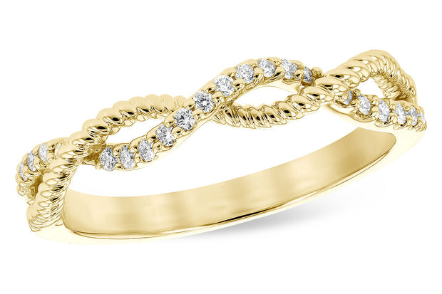 14k Yellow Gold Open Twist Rope Design Diamond Wedding Band by Allison Kaufman