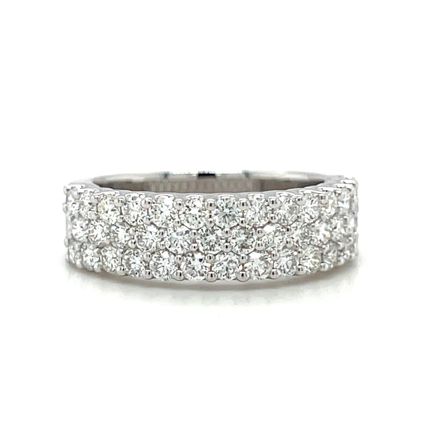 18k White Gold Multi Row Diamond Fashion Band