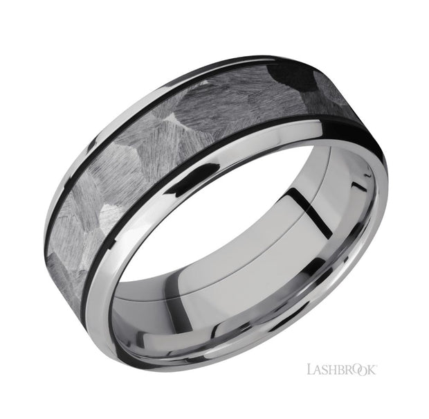 Zirconium Hammered Finish Wedding Band by Lashbrook Designs