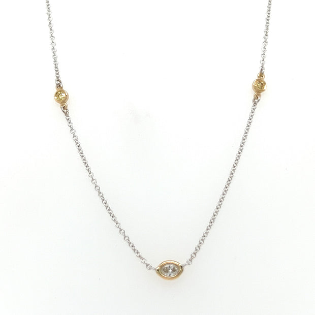 14k White/Yellow Gold Fancy Color Diamond Diamonds By The Inch Necklace by IJC