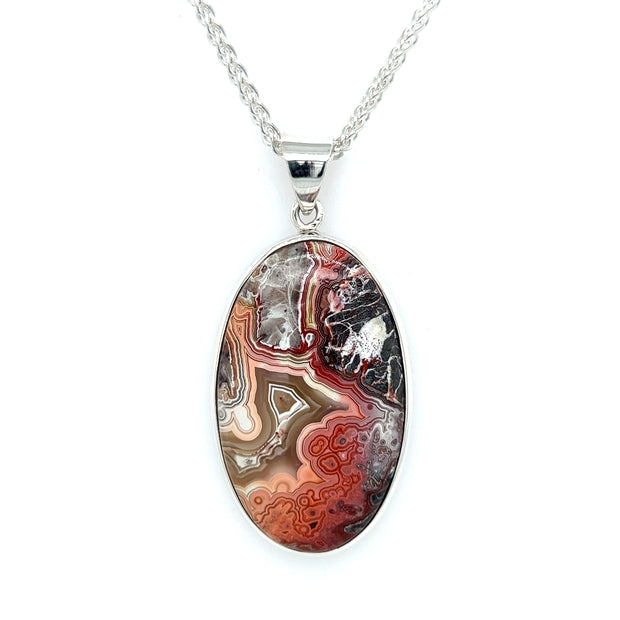 Sterling Silver Crazy Lace Agate Pendant