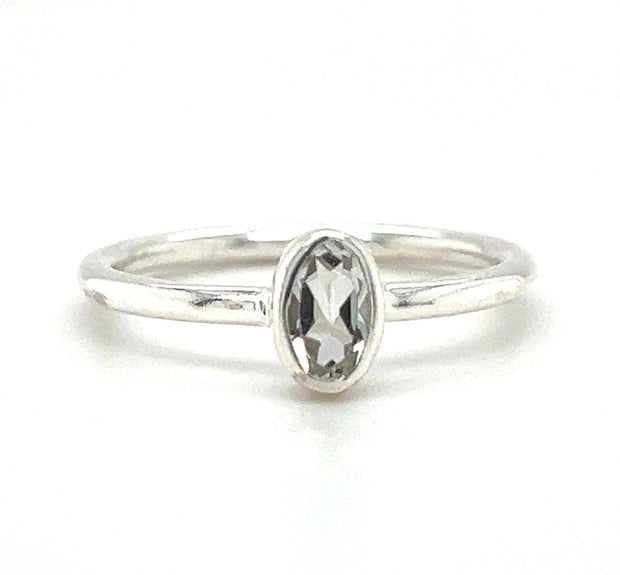 Sterling Silver White Quartz Stackable Ring