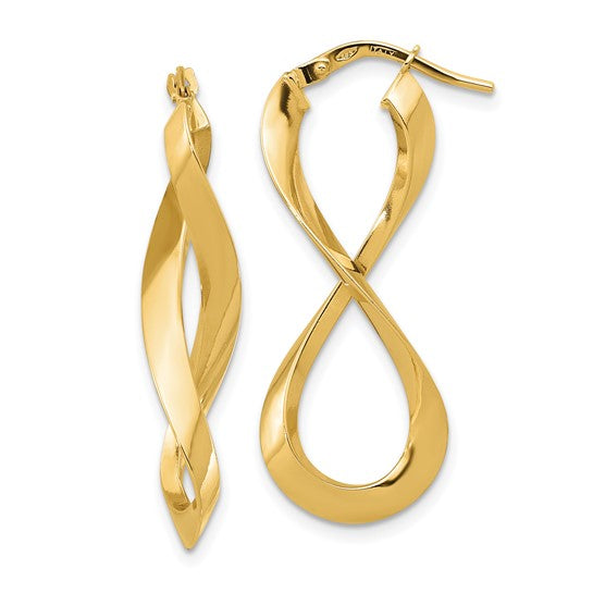 14k Yellow Gold Polished Eternity Hoop Earrings