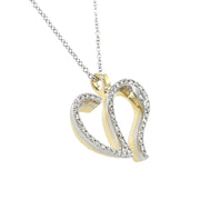 14k Two Tone Free Form Open Heart Diamond Necklace By Zeghani