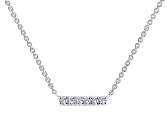 Sterling Silver Simulated Diamond Mini Bar Necklace by Lafonn