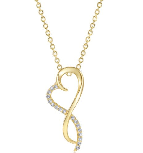 Sterling Silver/Gold Plated Simulated Diamond Infinity Heart Necklace by Lafonn