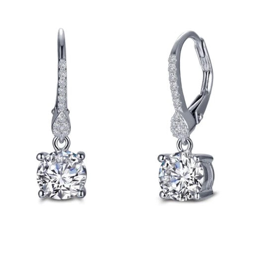 Sterling Silver Simulated Diamond Dangle Leverback Earrings by Lafonn