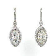 Pre-Owned Platinum Marquise Diamond Halo Dangle Earrings