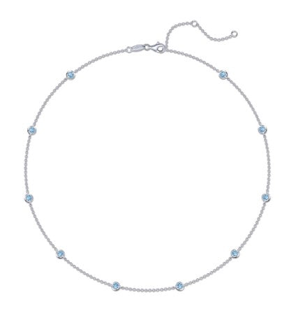 Sterling Silver Simulated Blue Topaz 'Diamonds by the Inch' Style Necklace by Lafonn