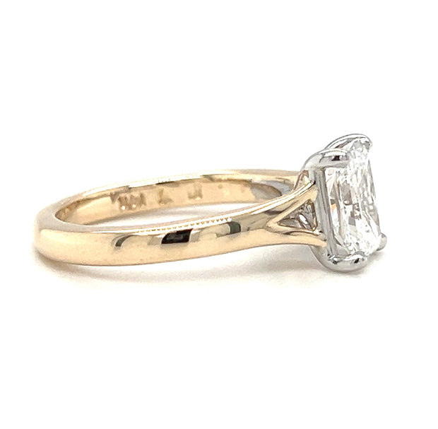 Pre-Owned 14k Yellow Gold/Platinum 1.40 ct Radiant Cut Diamond Solitaire Engagement Ring