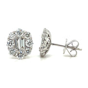 18k White Gold Diamond Halo Stud Earrings