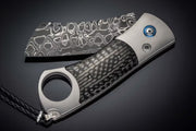 'Techno' Titanium, Damascus Steel, and Carbon Fiber Inlay Cigar Cutter by William Henry