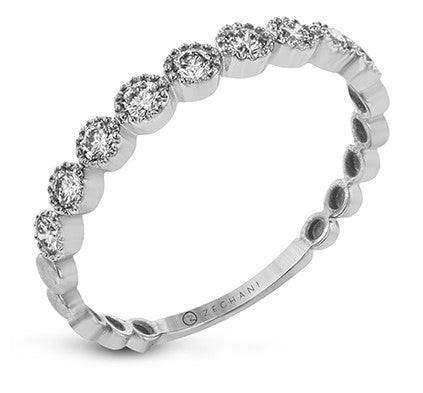 14k White Gold Bezel Set Diamond Bubble Band by Zeghani