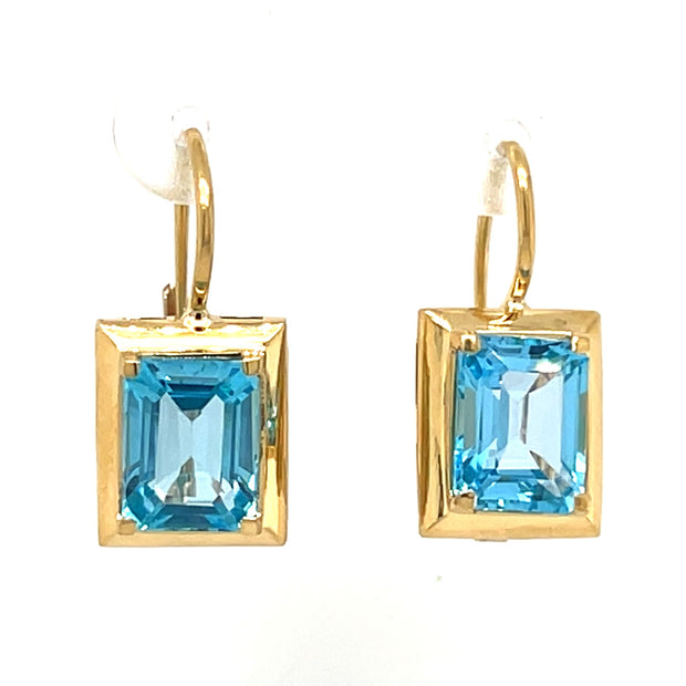 Pre-Owned 18k Yellow Gold Swiss Blue Topaz Fashion Earrings