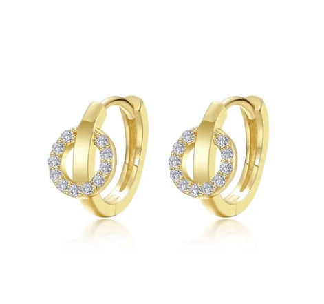 Sterling Silver/Gold Plated Simulated Diamond Interlocking Huggie Hoop Earrings by Lafonn