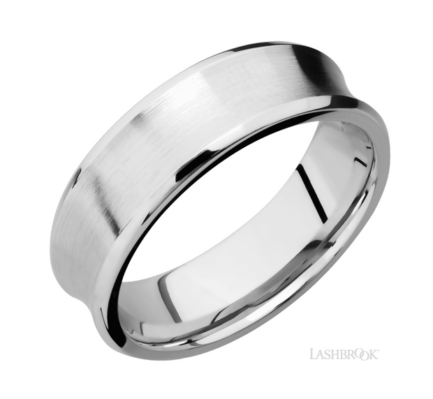 14k White Gold Concave Dome Wedding Band by Lashbrook Designs