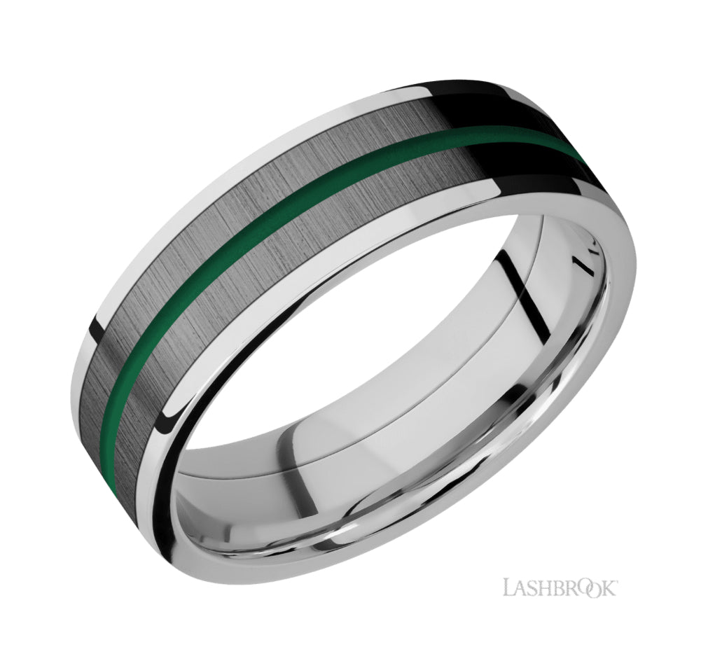 Three Keys Jewelry Green Mosaic Tungsten Wedding Bands 8mm