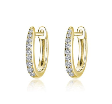 Sterling Silver/Gold Plated Simulated Diamond Huggie Hoop Earrings by Lafonn