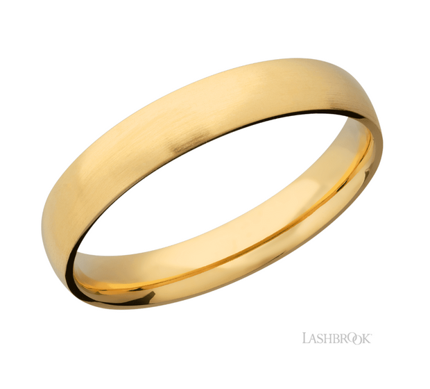 14k Yellow Gold 4 mm Domed Satin Finish Wedding Band by Lashbrook Designs