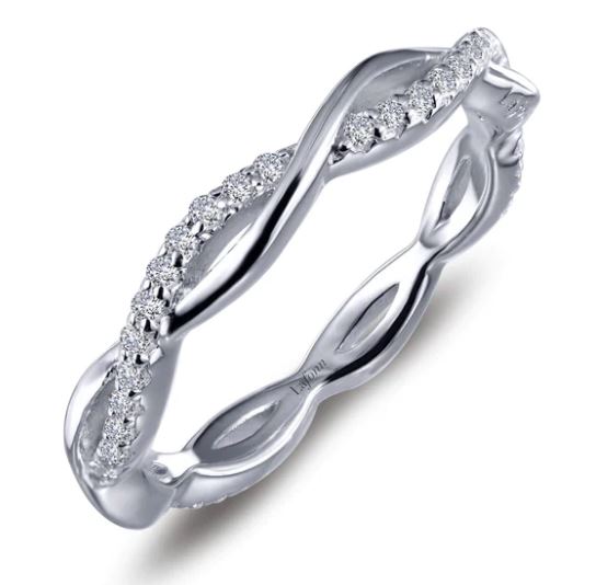 Sterling Silver Simulated Diamond Twist Eternity Band by Lafonn