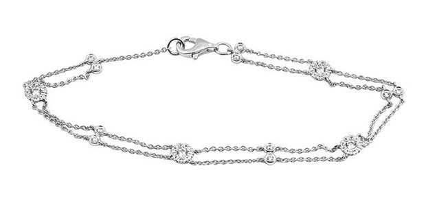 14k White Gold Double Strand Diamond Fashion Bracelet by Rego Designs