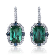 Platinum Green Tourmaline, Alexandrite, & Diamond Earrings by Designer Omi Privé