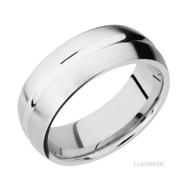 14k White Gold Satin Finish Concave Groove Wedding Band by Lashbrook Designs