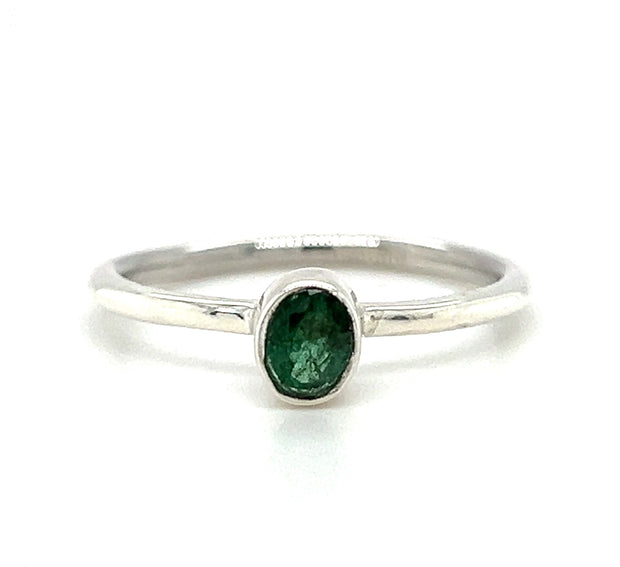 Sterling Silver Emerald Stackable Ring