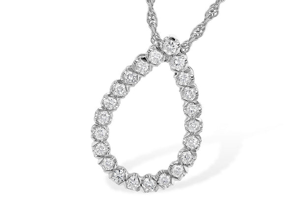 14k White Gold Open Pear Shape Diamond Drop Necklace by Allison Kaufman