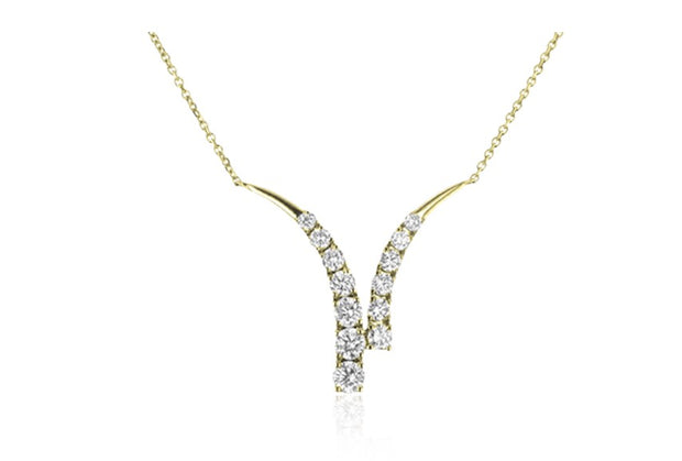 14k Yellow Gold Assymetrical Diamond Necklace by Zeghani