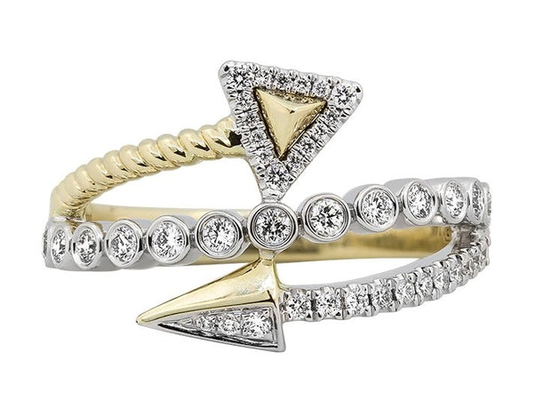 14k White & Yellow Gold Geometric Bypass Style Diamond Fashion Band by Rego Designs