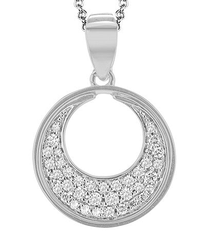 14k White Gold Pave Circle Diamond Necklace by Zeghani