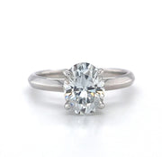 Sterling Silver Oval Cut Lab Created Moissanite Solitaire Ring