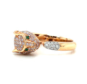 18k Rose Gold Fancy Color Diamond & Emerald Panther Ring